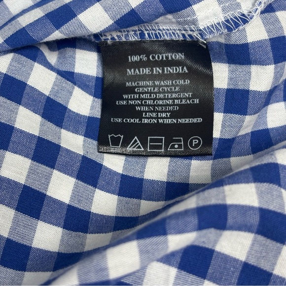 A. Moon Blue & White Gingham Embroidered Floral Top Women’s XL - Picture 6 of 6